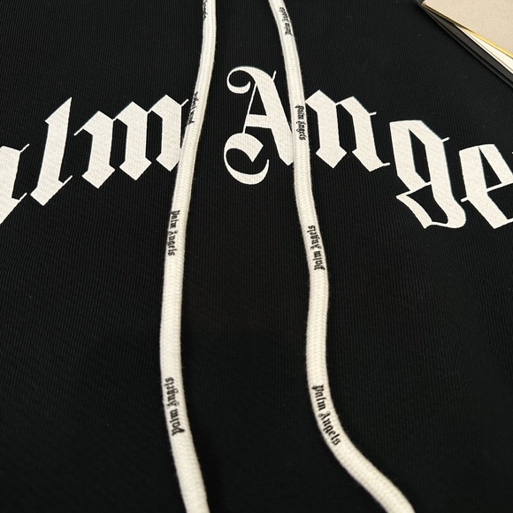 Palm Angels Curved Logo Hoodie in Black/White size L - Picture 12 of 16